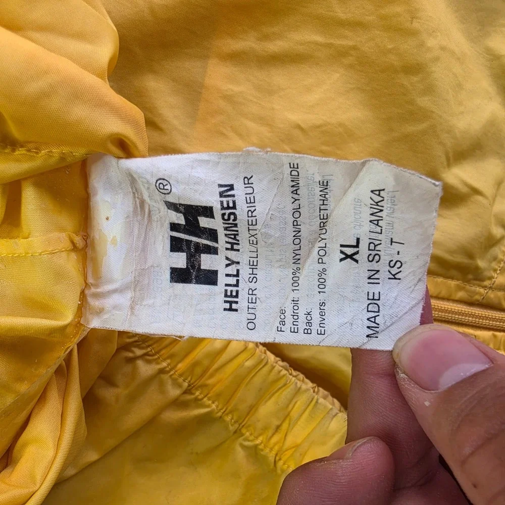 VINTAGE Helly Hansen Packable Windbreaker Jacket Mens XL Yellow Outdoor Rain